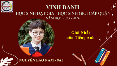 VINH DANH HỌC SINH ĐẠT GIẢI HSG CẤP QUẬN LỚP 9 NĂM HỌC 2023 - 2024