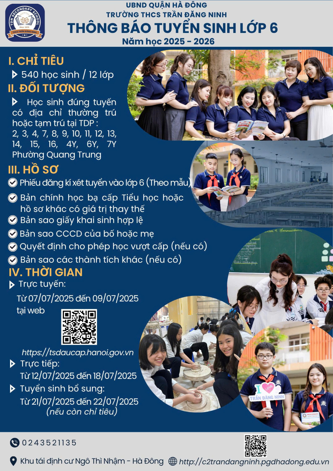 Thông báo Tuyển sinh lớp 6 năm học 2025 - 2026